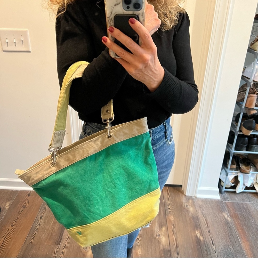 Vintage AEO AE Green Summer Tote Zipper Closure Canvas